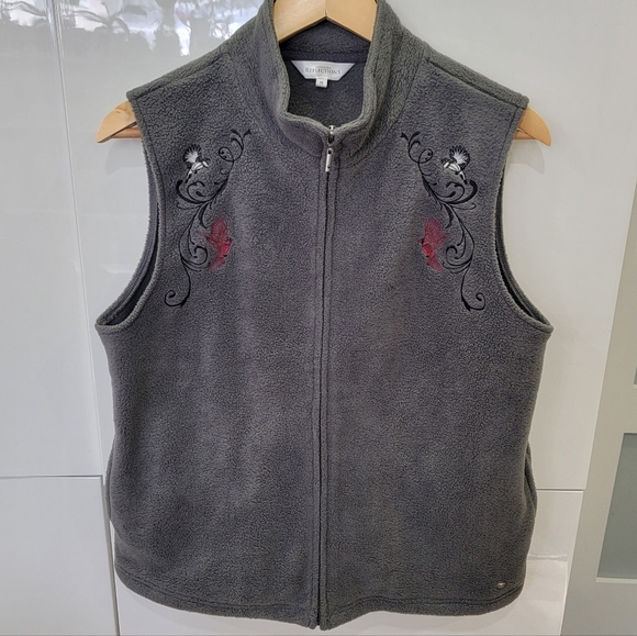 Northern Reflections Bird Embroidered Fleece Vest Cardinal Warm Women's M - Picture 4 of 17